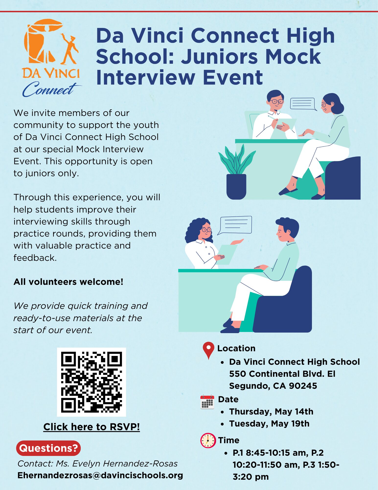Interview Event Sign Da Vinci Connect High School Juniors Mock Interview Event, 5/14 & 5/19 ...